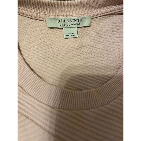 AllSaints Mauve Ribbed Asymmetrical Hem Midi Dress Size 10 - Picture 12 of 12